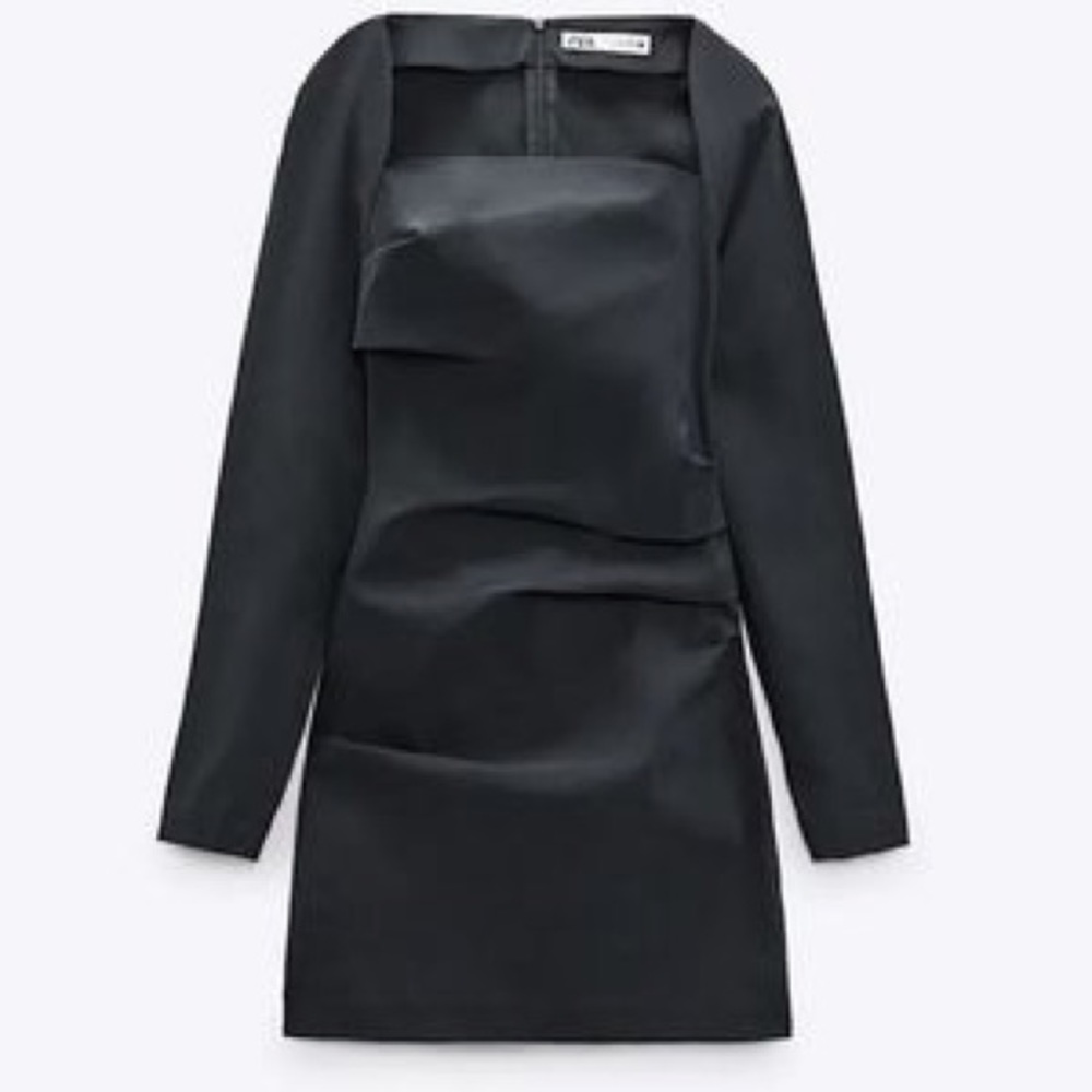 Sold- Zara grey square neck, pleated waist dress (4437/318/806)